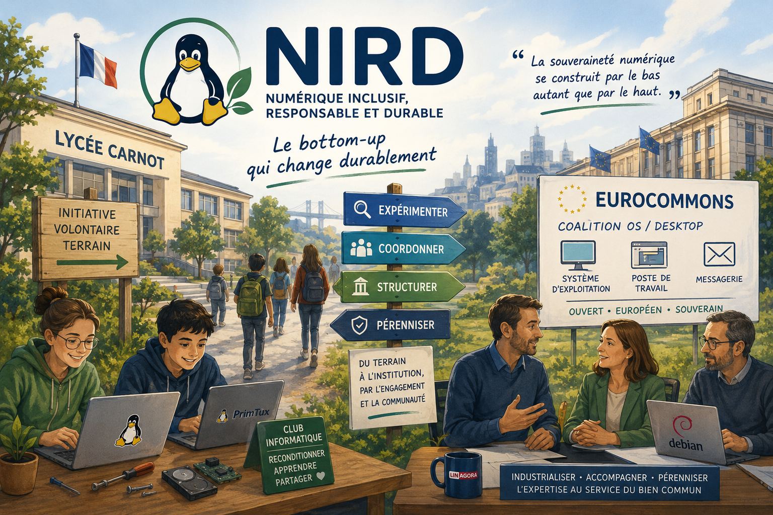 Du lycée Carnot à la coalition OS/desktop d'EuroCommons : un même fil, celui de l'appropriation par le terrain.